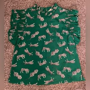 JODIFL Women’s Ruffle Tiger Print Top